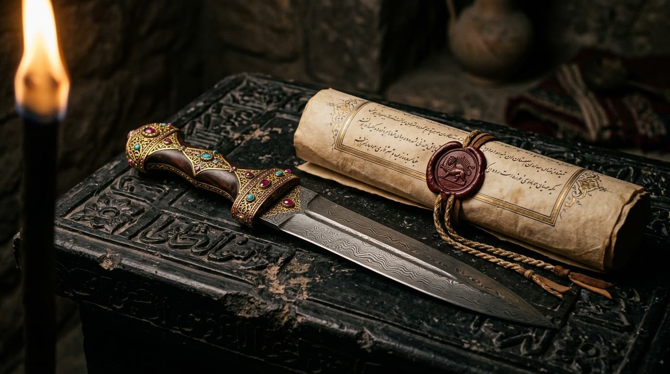 Antik Şam Çeliği Hançer ve Ferman